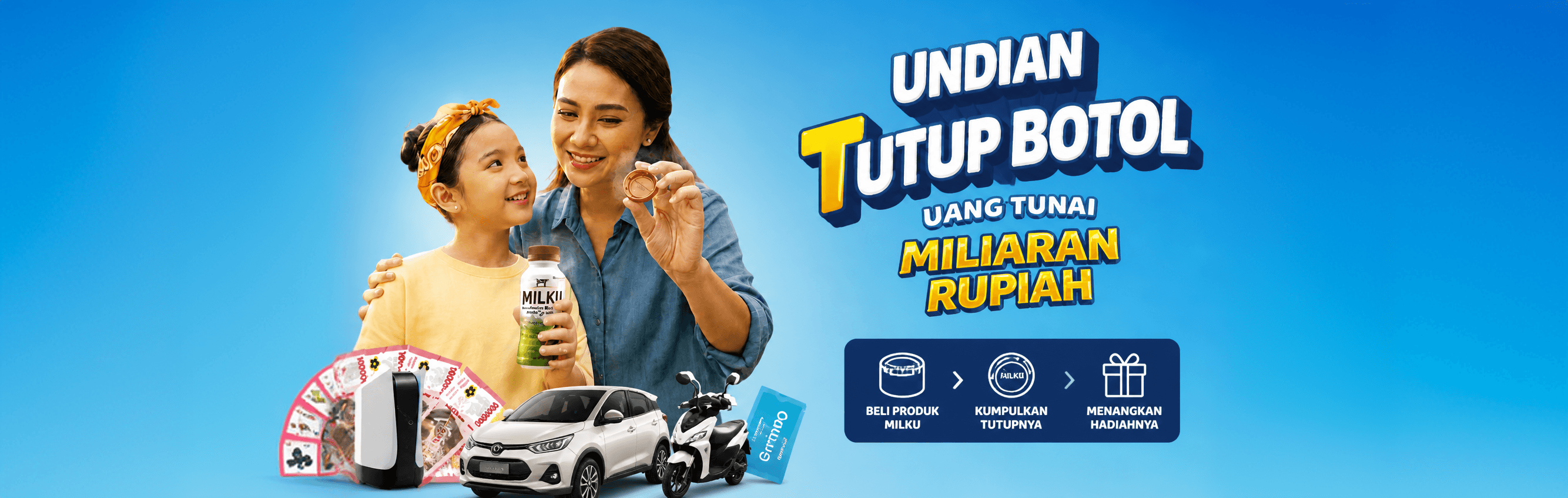 Banner promo kejutan tutup botol Milku